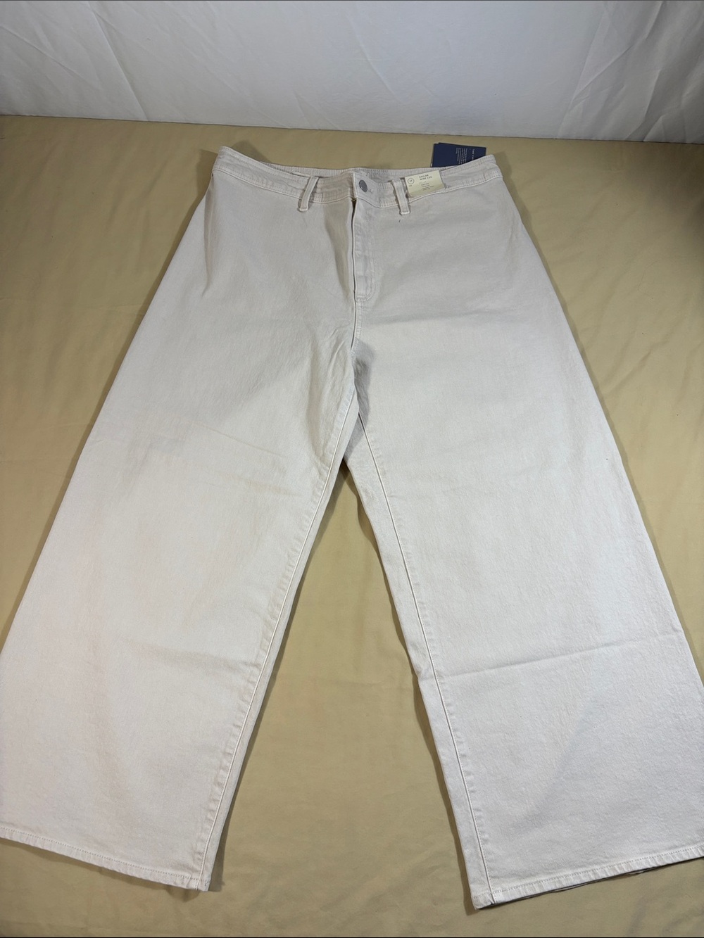 NWT Sailor High-Rise Wide-Leg Cream Denim Jeans Flat Front Comfort Stretch Sz 17
